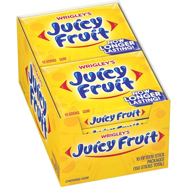 Wrigley's Juicy Fruit Gum - 10 Packs of 15 Sticks
