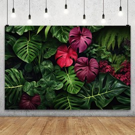 YongFoto Tropical Rainforest Jungle Backdrop 7x5ft Greenery Plant Botanical Green Leaves Photography Background Wild One Birthday Baby Shower Party Banner Room Decorations Portraits Photoshoot