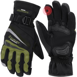 Oumurs Winter Motorcycle Gloves, Rainproof Waterproof Riding Gloves with Touchscreen, Motorcycle Winter Gloves for Men, Motorcycle Gloves for Riding, ATV, UTV, Snowmobile - Green, XL