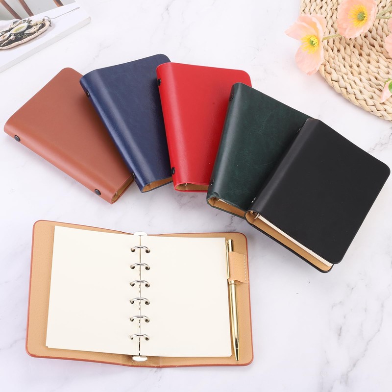 PATIKIL 6 Ring Binder Cover A7 Leather Notebook Binder Mini