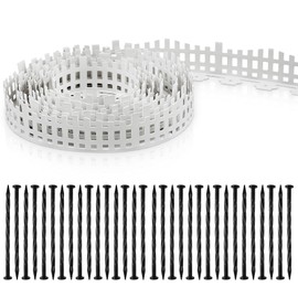 Sasylvia 4.5'' x 50 ft Garden Edging Border with 45 Stakes, Plastic White Landscape Edging Fence Edging Decorative Edging Garden Picket Fence for Grass Plant Landscaping Lawn Flowerbed