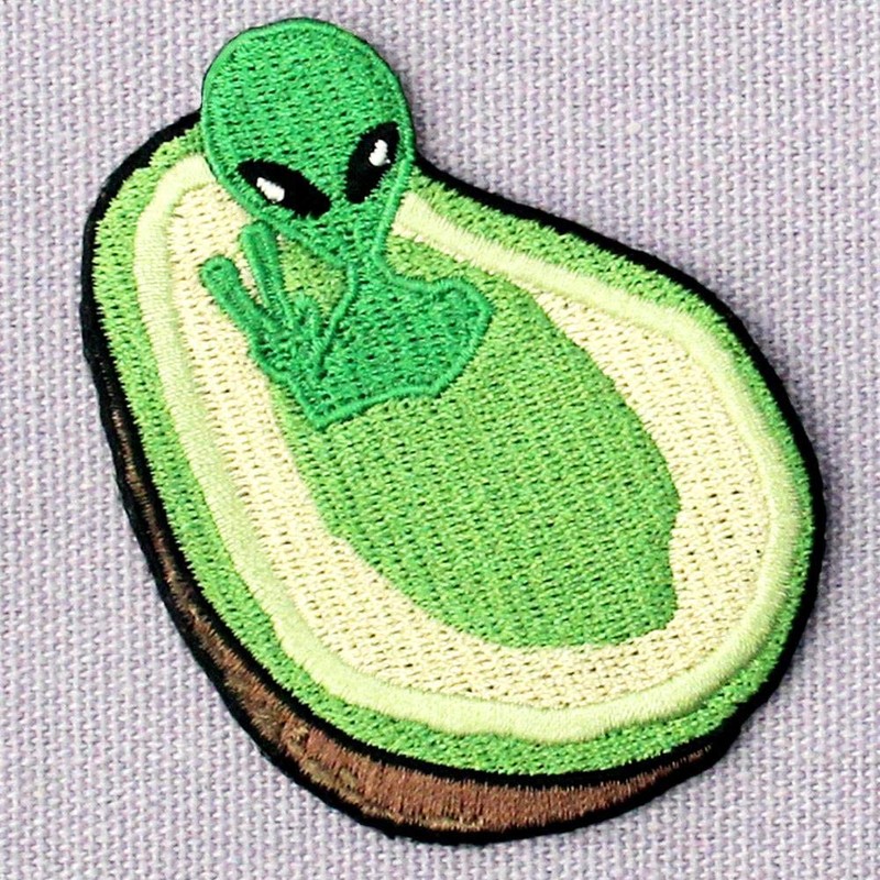 Alien in Avocado Patch Embroidered Applique Iron On Sew On
