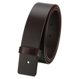 uxcell Men Leather Belt Strap without Buckle Head, 1.5-inch Width Replacement Straps for Plate Buckle Belts (120cm L, Brown)