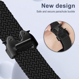 MiKoyi Nylon Bands Band for Garmin Fenix E 47mm/Fenix 8 47mm/Fenix7 Pro/MARQ GOLFER (Gen 2)/Epix (Gen 2), 22mm Nylon Sport Strap for Garmin Descent G1 Solar Stretchy Braided - Black