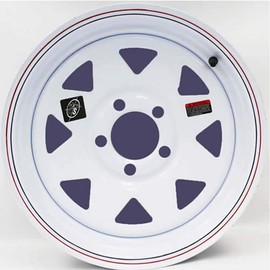 15" x 5" White Spoke Trailer Wheel with Red & Blue Pin Stripe (5-4.5" Bolt Circle)