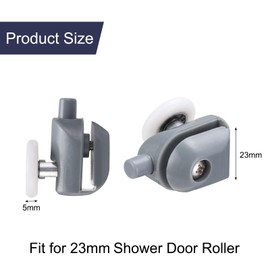 sourcing map 4 Pcs Shower Door Rollers, 23mm Dia ABS Bathroom Glass Door Bottom Twin Rollers Runners for 4-5mm Glass Door, Kitchen Sliding Door Pulleys Wheels Replacement with Screw, Silver