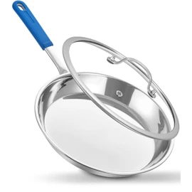 LOLIKITCH 10in Stainless Steel Skillet - Professional Induction Fry Pan, Oven Safe 600°F, Tri-Ply Stainless Steel Clad, Dishwasher Safe, Detachable Handle, PFOA Free, Commercial Restaurant Grade