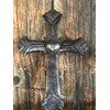 Large Metal Cross with Milagro Hearts 21 x 30.5 cm