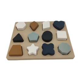 PAPU BABY Juguetes de Bloques de construcción de Figuras geométricas apilables de silicón para bebés y niños pequeños 12 Piezas. Estimulación temprana. Juguete Montesori (Azul)