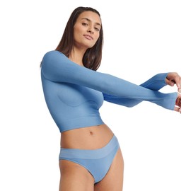 Sloggi Women's Ever Infused Relax Crop Top Ls Undershirt, Azura Blue