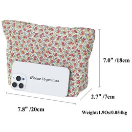 BBORGDC Large Capacity Cotton Printed Makeup Bag - Travel Cosmetic Pouch & Toiletry Organizer with Zipper, Perfect for Daily Use or as a Gift, RedYeloowSmallFruit/Cotton, Fashionable Casual