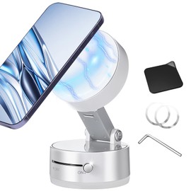 Kingdder Vacuum Magnetic Suction Phone Holder Updated 360° Rotatable and Foldable Magnetic Phone Mount Stand for Car, Gym(White)