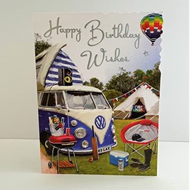 Jonny Javelin Male Happy Birthday Wishes Card - Retro Campervan