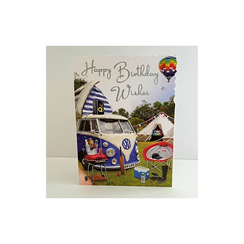 Jonny Javelin Male Happy Birthday Wishes Card - Retro Campervan