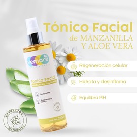 Vemare Cosmetics Tónico Facial Manzanilla Y Aloe Vera Piel Suave 250 ml