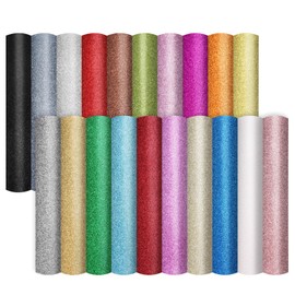 DIYASY 20PCS Glitter Faux Leather Sheets, 8.26 x 11.8 Inch Faux Leather Fabric Sheets A4 PU Faux Leather Sheets for DIY Crafts, Jewelry Making, Sewing, Craft Making