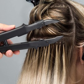 TopWigy Professional Hair Extensions Tool Hair Connector Fusion Heat Iron Connector Wand Temperature Adjustable Melting Tool with US Plug (Black U-tip)