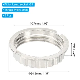 PATIKIL G9 Light Socket Rings, 5 Pack Shade Holder Adapter Alloy Ring Converter Light Holder for 1-1/16" Diameter Table Floor Lamp, Silver Tone