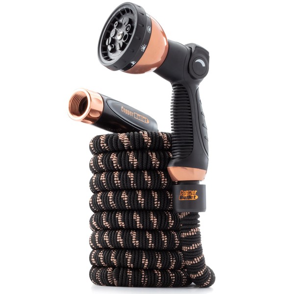 2024 Pocket Hose Copper Bullet With Thumb Spray Nozzle AS-SEEN-ON-TV Expands to 25 ft, 650psi 3/4 in Solid Copper Anodized Aluminum Fittings Lead-Free Lightweight No-Kink Garden Hose