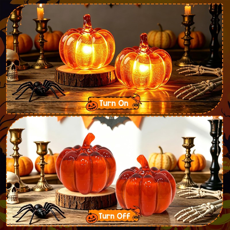 KutaKuta 2Pcs Pumpkin Light, Halloween Pumpkin Night Light