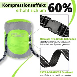 Frelaxy Compression Sack, 60% More Storage Space! 11L/18L/30L/43L/49L Waterproof & Ultralight Storage Bag for Sleeping Bag - Space Saving Equipment for Camping, Hiking, Travel (Neon Yellow, L)