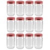 Nakpunar 12 pcs 12 oz Mason Jars with Red Lids