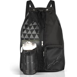 Bolsas de malla para natación,Mochila de malla con cordón para natación,mochila con cordón impermeable, con compartimento húmedo y seco,Mochila con cordón,para natación,gimnasio,viajes (negro)