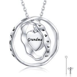Cremation Urn Necklace for Ashes 925 Sterling Silver Dad Forever in My Heart Keepsake Memorial Pendant Waterproof Urn Jewelry for Women Men, Sterling Silver, Cubic Zirconia