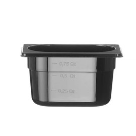 HENDI Gastronorm Container, Temperature Resistant from -40° to 110°C, Scale, Odourless and Tasteless, 1L, Polycarbonate, GN 1/9, 176 x 108 x (H) 100 mm, Black