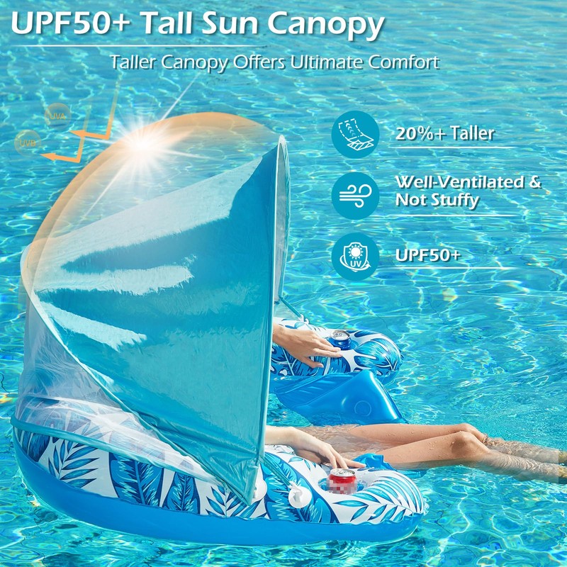 Jasonwell Pool Float with Canopy - Inflatable Pool Floaties Adult