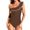 Tempt Me Women Brown White One Piece Swimsuits Tummy Control
