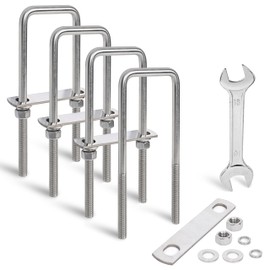 SRZTXU 4 Sets Heavy Duty Square u Bolts 3 inch Wide,M12 Thread Size,304 Stainless Steel Square u-Bolts 3-1/16" W x 7-5/16" L,with Nuts,Bolt Plate and washers (4, M12 x 3-1/16" W x 7-5/16" L)