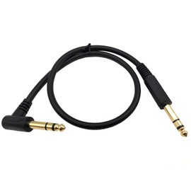 Qaoquda 1/4 Inch Guitar Instrument Cable, 90 Degree Angle 6.35mm TRS Jack Male to 1/4 Inch TRS Male Stereo Speaker Audio Cable for Electric Guitar, bass Guitar, Electric and More(1.6ft/50cm)