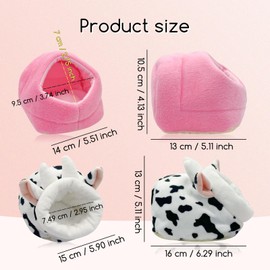 LuckyOpt Warm Hamster Bed, Cute Mini Guinea Pig Bed Winter Hamster Nest with Removable Bedding, Soft Small Animal Bed for Guinea Pigs, Syrian, Hedgehog, Gerbil and Small Pets (Black+White)