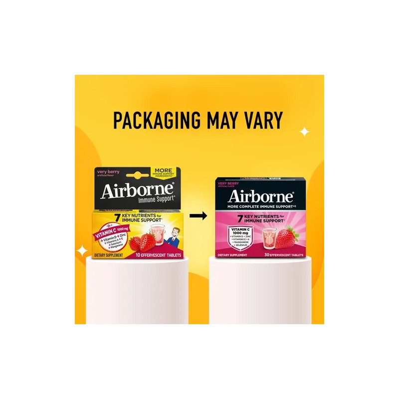 Airborne Vitamina C 1000mg Con Zinc Y Vitamina D 30