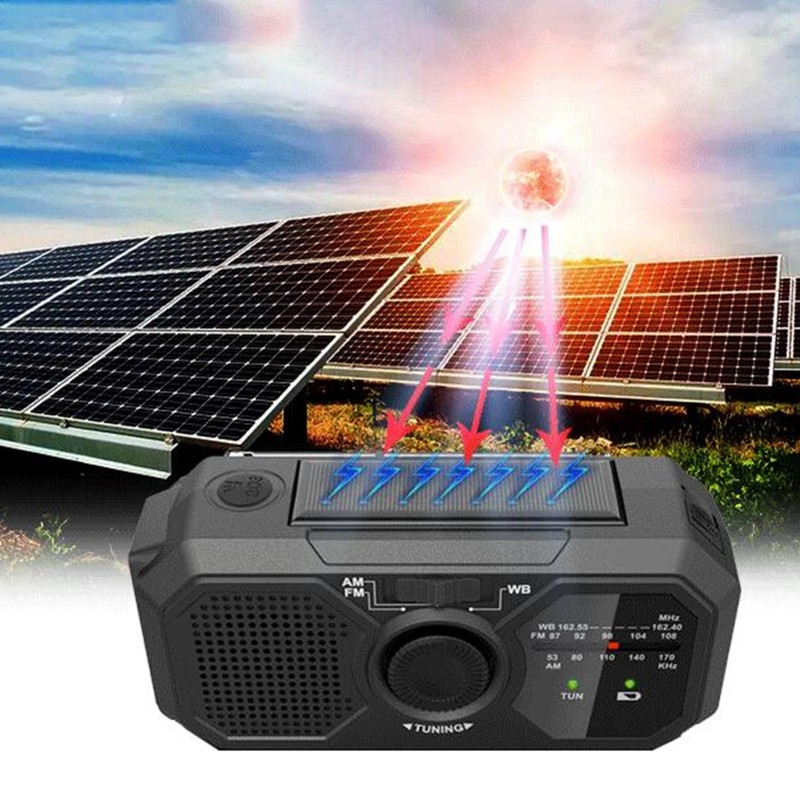 Solar Hand Crank Radio NOAA Portable Multifunctional Hand Crank Weather