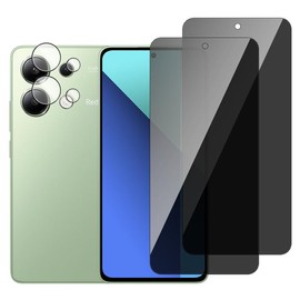 chejuza Privacy Screen Tempered Glass for Redmi Note 13 4g (Not for 5g) and Camera Protection Glass [2+2 Pieces], 9H Hardness, Full Coverage Protective Glass, Anti-Spy, Anti-Scratch, HD Screen