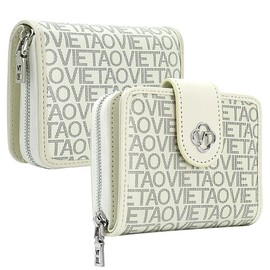 VelaStyle Wallet Bag with Accordion Card Holder,Multi-Card Slots, Zipper Purse, Photo Slot Zipper Big Bag - White