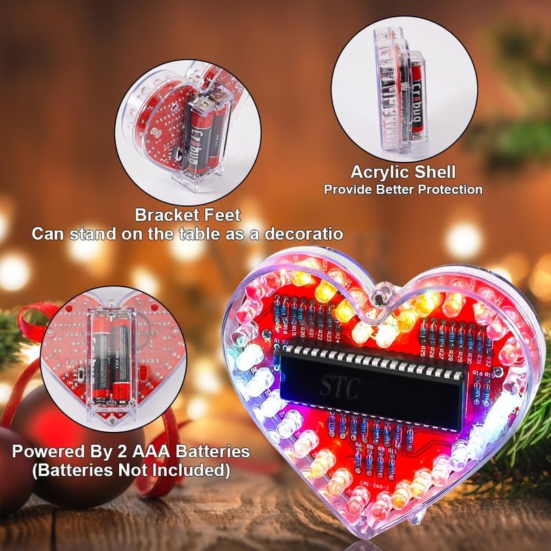 LED Soldering Practice Set, DIY Heart-Shaped LED Soldering Kit, DIY