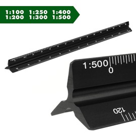 LATERN 6 Pieces Aluminum Architect Scale Ruler, 2 Pcs 12 Inch Triangular Architect Scale Ruler + 4 Pieces Triangle Ruler Square Set, for Architects, Students, Draftsman and Engineers