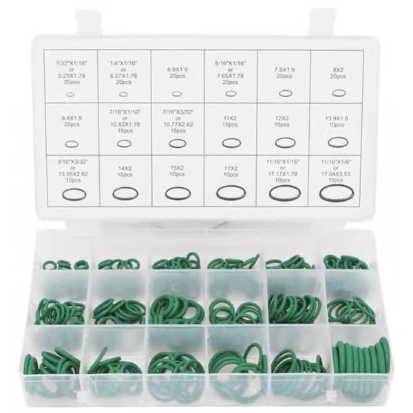 Othmro O-Ring Assortment Kit Fluorine Rubber Seal Ring Set, Green, 270 Pieces, Green