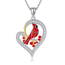 ASTRKIP Red Cardinal Necklace for Women Sterling Silver Cardinal Bird Jewelry Gift for Loss of Loved One