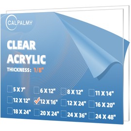 CALPALMY CALPALMY (2 Pack) 1/8" Thick Clear Acrylic Sheets - 12" x 16" Pre-Cut Plexiglass Sheets for Craft Projects, Signs, Display Cases, Sneeze Guard and More - Cut with Engraver, Power Saw or Hand Tools