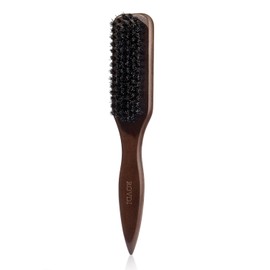 Boar Bristle Slick Back Hair Brush – Wooden Handle Styling Comb for Men & Women – Smooth, Polish and Lay Hair Flat to Create Sleek Frizz-Free Hairstyles Perfect for Pompadour and Low Ponytail (Brown)