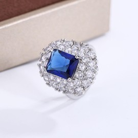 Emerald ruby sapphire ring 925 sterling silver Heart ring Wedding ring Engagement ring Cocktail Ring Shiny fashion ring for women cubic zircon oxide ring women jewelry rings statement (sapphire)