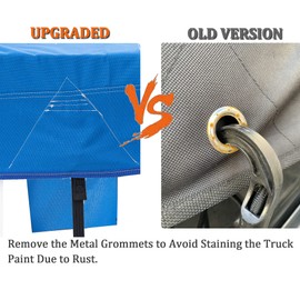 Truck Bed Tarp Cover for Long Bed (8' Box) Fit for Ford F150 GMC Silverado/Sierra Ram Reflective Strip Waterproof Heavy Duty 600D Oxford Fabric Pickup Truck Bed Cover with Bungee Cords