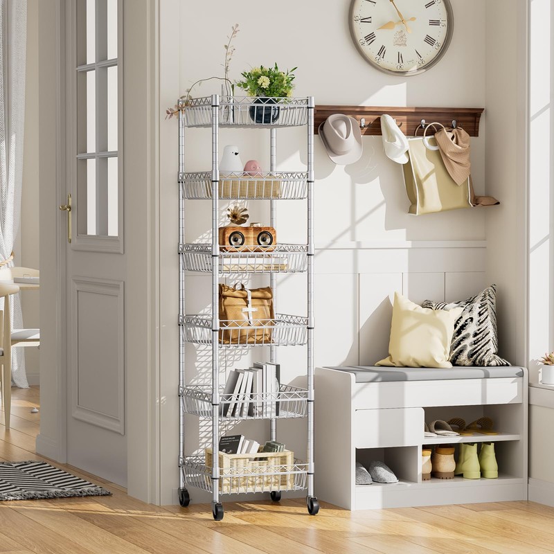 SINGAYE Shelf Storage Wire Shelving：Shelves Rack Standing Units with Wheels