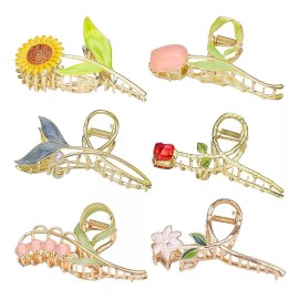Generic . Ganchos De Cabello De Metal Con Diseño De Flor, 6 Piezas