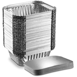 [50 Pack 1lb Combo] Propack Disposable Aluminum Foil Meal Prep Cookware Containers With Board Lids, Oven, Toaster, Grill, Cooking, Roasting, Broiling, Baking, Baking, Events, Take Out, Restaurant