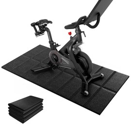 Stepwaver Exercise Bike Floor Mat for Peloton/Spin Bikes, Treadmills, Ellipticals, Heavy-Duty Non-Slip Trainer Pad Protects Hardwood Floors & Carpets from Scratches, Noise, and Damage
